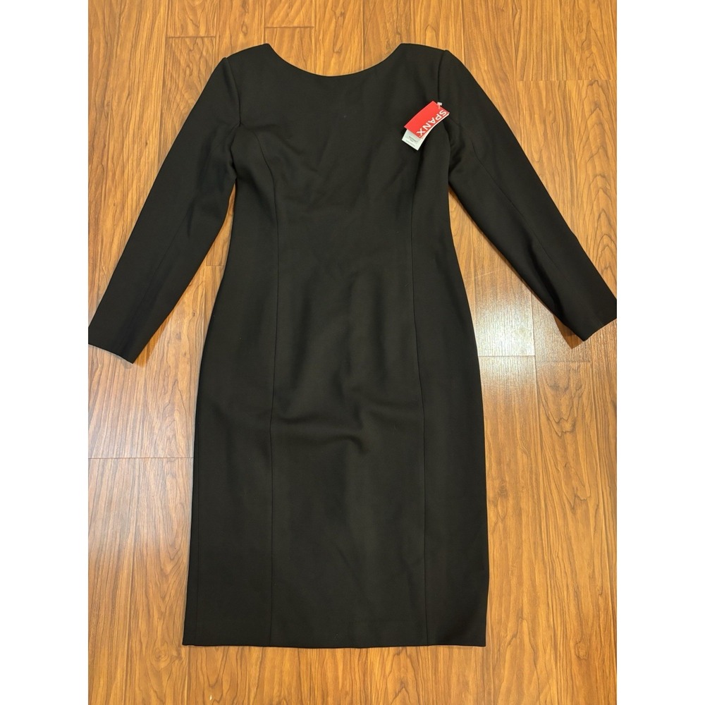 NWT SPANX Ponte Black Long Sleeve Low Back Sheath Dress Womens Large SpanxShape